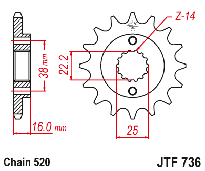Zębatka Przednia JT JTF736.14