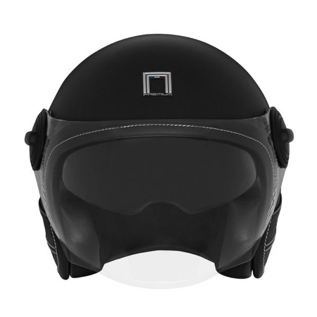 Kask Otwarty Motocyklowy NOX NP105 HERITAGE LEATHER BLACK MATT