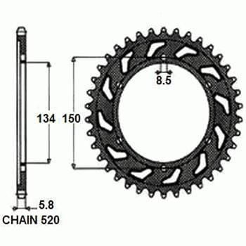 Zębatka Tylna Sunstar Aluminiowa SUNR5-3619-49