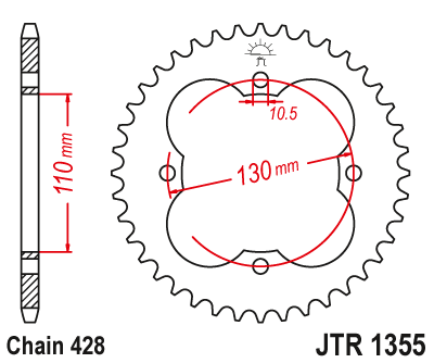 Zębatka Tylna JT JTR1355.50