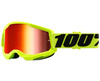 GOGLE 100 PROCENT CROSS/ENDURO STRATA 2 NEON ŻÓŁTY FLUO CZARNY SZYBA CZERWONE LUSTRO