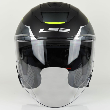 Kask Motocyklowy Otwarty LS2 OF618 VERSO II SOLID BLACK H-V YELLOW