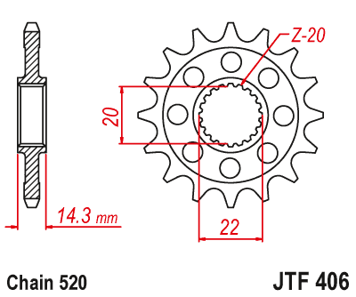 Zębatka Przednia JT JTF406.16