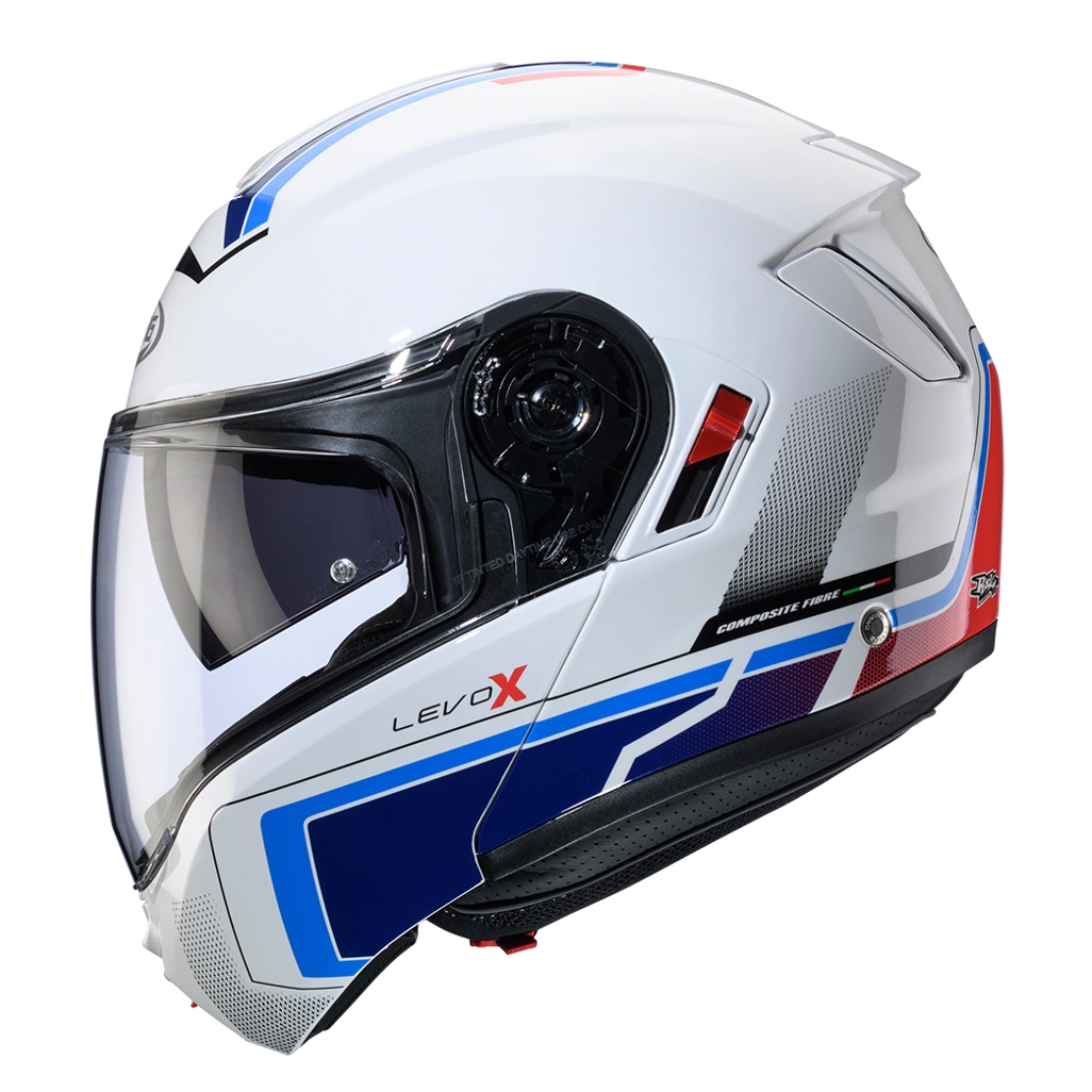 Kask szczękowy motocyklowy CABERG FLIP-UP LEVO X ELITE Biało-niebieski