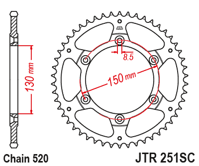 JT ZĘBATKA TYLNA JTR251.50SC