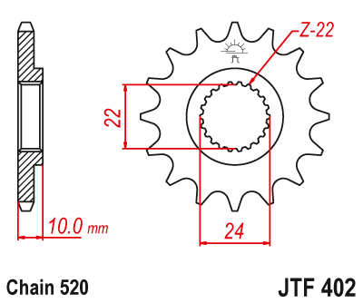 Zębatka Przednia JT JTF402.16RB z Tłumikiem Drgań