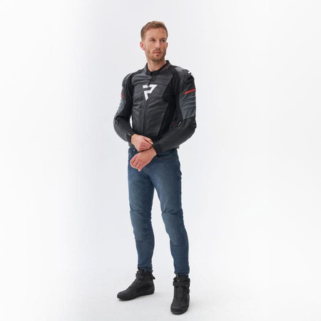 Kurtka Skórzana Motocyklowa REBELHORN VELOCE BLACK GREY RED