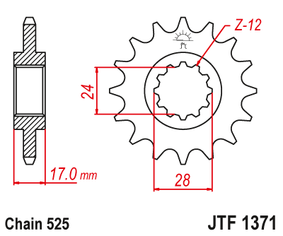 Zębatka Przednia JT JTF1371.15RB z Tłumikiem Drgań