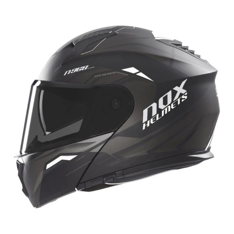 Kask szczękowy motocyklowy NOX N968 ULTRA Czarno-biały mat
