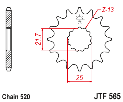 Zębatka Przednia JT JTF565.15RB z Tłumikiem Drgań