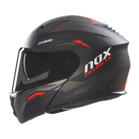 Kask Szczękowy Motocyklowy NOX N968 ULTRA BLACK RED MATT