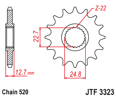 Zębatka Przednia JT JTF3323.22