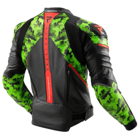 Kurtka Skórzana Motocyklowa REBELHORN VELOCE CAMO BLACK GREEN RED