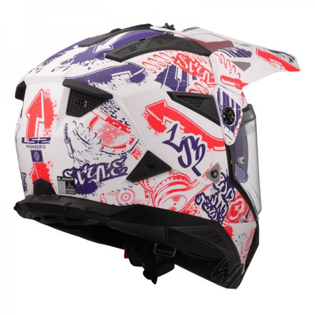Kask Adventure LS2 MX702 PIONEER II WHITE BLUE RED