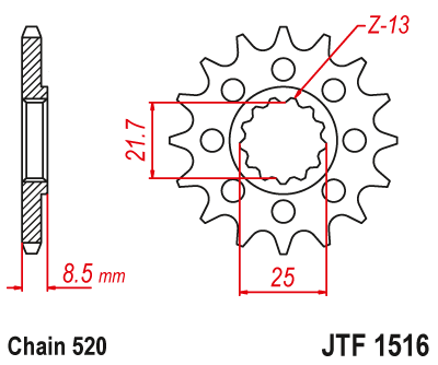 Zębatka Przednia JT JTF1516.16