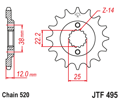 Zębatka Przednia JT JTF495.15