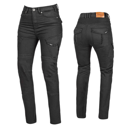 Jeansy motocyklowe damskie SECA SQUADRON LADY BLACK czarny