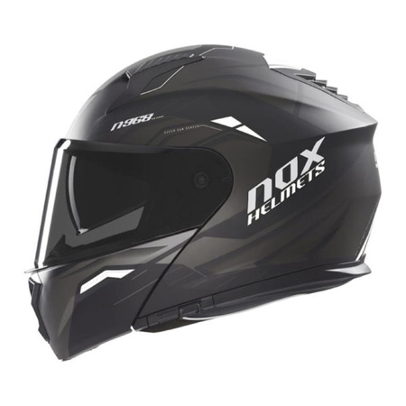 Kask Szczękowy Motocyklowy NOX N968 ULTRA BLACK WHITE MATT