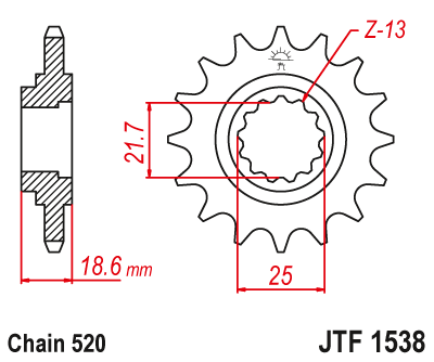 Zębatka Przednia JT JTF1538.15RB z Tłumikiem Drgań