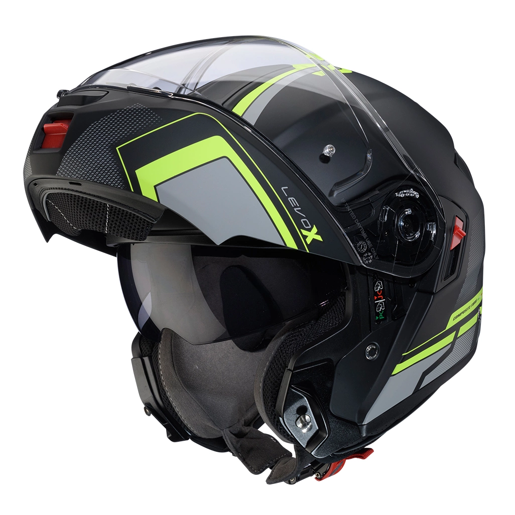 Kask szczękowy motocyklowy CABERG FLIP-UP LEVO X ELITE Czarno-szaro-żółty