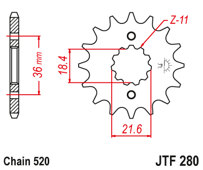 Zębatka Przednia JT JTF280.13