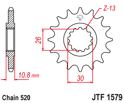 Zębatka Przednia JT JTF1579.17