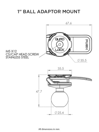 ADAPTER QUAD LOCK Z KULKĄ MOCUJĄCĄ 1" (V2)