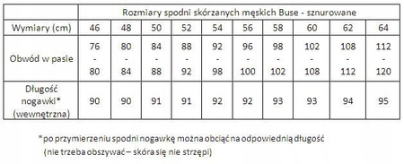 Spodnie skórzane motocyklowe BUSE WIĄZANE Black