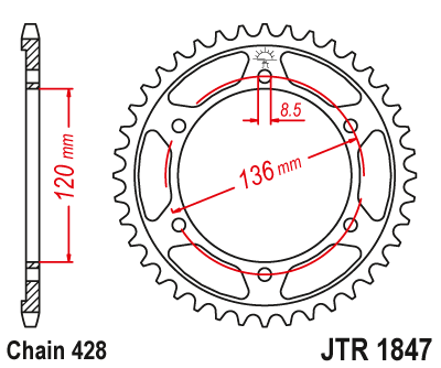 Zębatka Tylna JT JTR1847.51