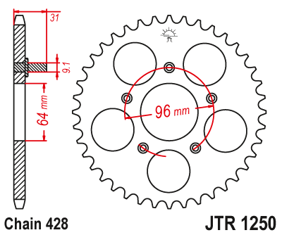 Zębatka Tylna JT JTR1250.48
