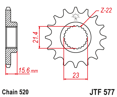 Zębatka Przednia JT JTF577.15RB z Tłumikiem Drgań
