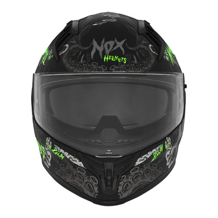 Kask Integralny Motocyklowy NOX N401 ZUMBI BLACK GREEN FLUO