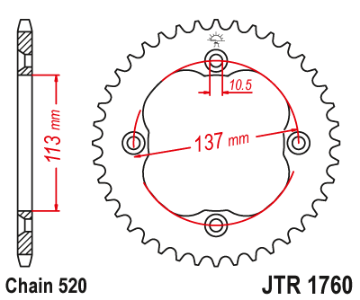 Zębatka Tylna JT JTR1760.37