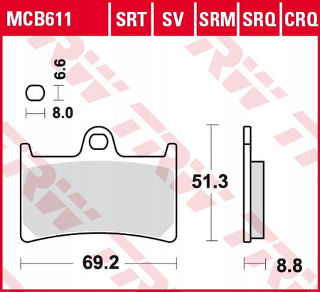 Klocki Hamulcowe TRW MCB611SV