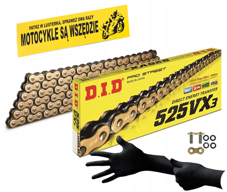 Łańcuch Napędowy DID 525 VX3 G&B 116 Złoty