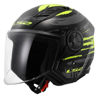 Kask Motocyklowy Otwarty LS2 OF616 AIRFLOW II BRUSH BLACK H-V YELLOW