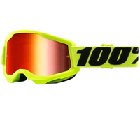 GOGLE 100 PROCENT CROSS/ENDURO STRATA 2 NEON ŻÓŁTY FLUO CZARNY SZYBA CZERWONE LUSTRO