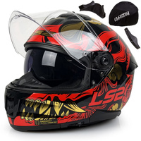 Kask Motocyklowy LS2 FF808 STREAM II DRAKO czarny czerwony