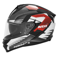 Kask Integralny Motocyklowy NOX N304 CARVER BLACK RED WHITE