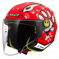 Kask Motocyklowy Dziecięcy Otwarty LS2 OF622 FUNNY II PAWS MATT RED