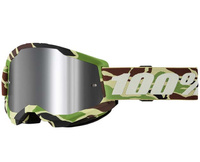 GOGLE 100 PROCENT CROSS/ENDURO STRATA 2 WAR CAMO MORO SZYBA SREBRNE LUSTRO