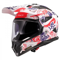 Kask Adventure LS2 MX702 PIONEER II WHITE BLUE RED