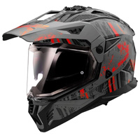 Kask Motocyklowy Adventure LS2 MX702 PIONEER II CRAZY MAT RED czarny czerwony mat