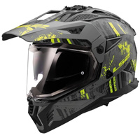 Kask Motocyklowy Adventure LS2 MX702 PIONEER II CRAZY H-V czarny matowy żółty