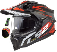 Kask Motocyklowy LS2 MX701 EXPLORER SPIRE czarny czerwony