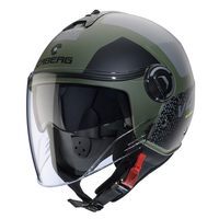Kask Otwarty Motocyklowy CABERG RIVIERA V4X ALPHA GREEN BLACK GREY MATT