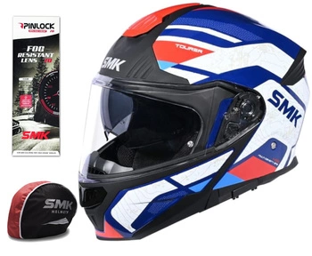 Kask Szczękowy SMK GULLWING NAVIGATOR biały czerwony niebieski