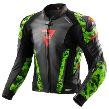 Kurtka Skórzana Motocyklowa REBELHORN VELOCE CAMO BLACK GREEN RED
