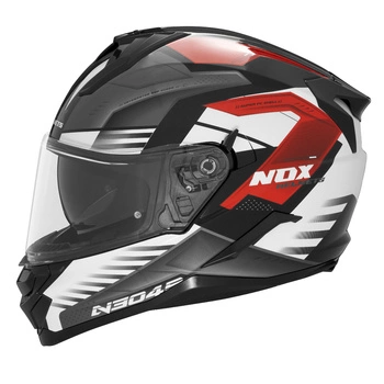 Kask Integralny Motocyklowy NOX N304 CARVER BLACK RED WHITE