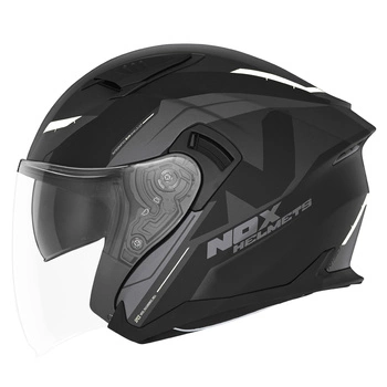 Kask Otwarty Motocyklowy NOX N130 KLINT BLACK GREY WHITE MATT